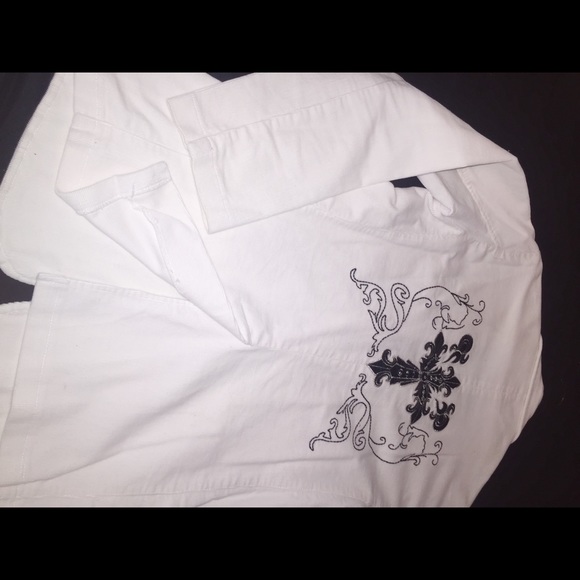 Men’s White Jacket with Cross detailing - Picture 3 of 4